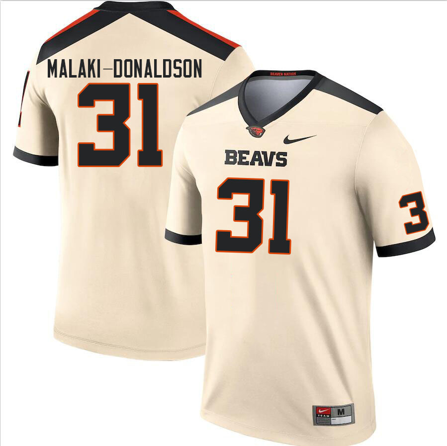 Men #31 Mathias Malaki-Donaldson Oregon State Beavers College Football Jerseys Stitched Sale-Cream